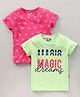 Proteens - Bodycare Half Sleeves Tops Text Print Pack Of 2 - Fuchsia Pink Green