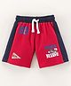 ToffyHouse Mid Thigh Length Cotton Lycra Shorts Placement Print- Red