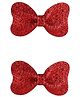 Aye Candy Festive Glitter Heart Bows On Alligator Clips - Red