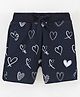 Grab It Mid Thigh Shorts Heart Print - Navy