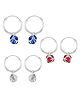 Eloish 925 Sterling Silver Disco Ball Earrings Pack of 3 Pairs - Silver
