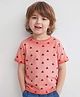 Lilly & Sid Half Sleeves T Shirts Boat Print - Orange