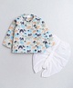 Polka Tots Full Sleeves Baby Elephant Print  Angrakha Kurta  With Dhoti Set  - White
