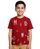 CAVIO Half Sleeves Alphabet Print Tee - Maroon