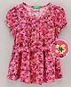 UCB Half Sleeves Frock Floral Print - Dark Pink