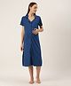 Nejo Half Sleeves Solid Maternity Dress - Navy Blue