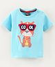 Little Kangaroos Half Sleeves Cotton T-Shirt Cool Tiger Print - Blue