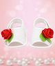 Coco Candy Red Rose Casual Wear Booties - White