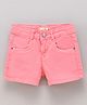 Vitamins Mid Thigh Solid Color Denim Shorts - Pink
