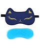 Jenna Silk Feline Print Face Sleeping Eye Mask With Cooling Gel - Blue 