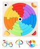 PLUSPOINT Wooden Rainbow Stacker Pattern Blocks Shape Puzzle Set Color Sorting Montessori Educational Game
