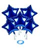 JOHRA (Pack of 5) 18 Inch Blue Star Shaped Foil Balloon With Ribbon / Star Shape Balloons for Decoration / Birthday Balloons for Decoration - Blue
