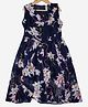 Kiddopanti Sleeveless Floral Print Ruffle Detail Dress - Navy Blue