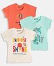 Femea Pack Of 3 Short Sleeves Text & Unicorn Print Tee - Peach Beige Blue