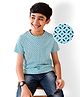 Earthy Touch Cotton Knit Half Sleeves Printed T-Shirt- Blue