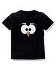 KAVEE 100% Cotton Bio Washed Half Sleeves Bird Print Tee - Black