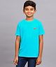 Zion Half Sleeves Bull & Number Placement Embroidered Tee - Turquoise Blue