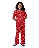 Ninos Dreams Half Sleeves Pandas & Hearts Printed Night Suit - Red