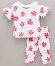 Bloom Up Cotton Half Sleeves Pajama Set Floral Print - White Red