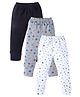 babywish Pack Of 3 All Over Smileys & Stars Printed Pajamas - Black Grey & White