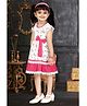 babywish Short Sleeves Fit & Flare Lace Trim Bow Design Dress - Pink