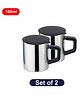 Falcon Steel Wakeup Bakelite With Lid Mug  Set Of 2 Silver - 180 ml