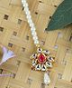 Asthetika Contrast Kundan Stone Pearl Maang Teeka - Red