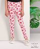 Arias Cotton Modal Stretch Rib Knit Printed Legging With Side Pocket and Paper Bag Waist-Pink