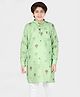 CAVIO Full Sleeves Elephant And Palm Tree Print Kurta With Solid Pyjama - Green