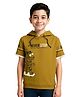 CAVIO Half Sleeves Tiger Printed Hooded T Shirt - Golden