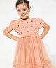 Cherry Crumble By Nitt Hyman Short Sleeves Sequin Embellished Dress - Peach