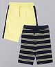 3PIN Pack Of 2 Solid & Striped Shorts - Yellow & Navy Blue