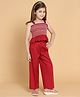 Piccolo Sleeveless Smocked Top & Solid Pants Coordinated Set - Maroon