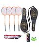Axg New Goal  Arduous 4 Fluorescent Aluminium Racquets 3 Shuttlecocks 1 Net and 2 Covers Badminton Kit - Orange
