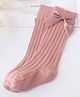 Flaunt Chic  Calf Length Bow With Linear Grid Socks - Pink