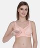 MAMMA PRESTO Floral Lace Embroidered Front Open Wirefree Maternity Bra - Peach
