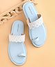 Earthy Touch Premium Slip On Ethnic Wear Mojaris with Lace - Blue
