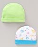 Ben Benny Cotton Knit Caps Printed & Solid Multicolor Pack of 2- Diameter 8.5 cm
