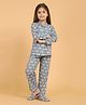 Piccolo Grey Full Sleeves Elephant Printed Night Suit With Slippers - Grey