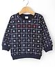 Kookie Kids Terry Full Sleeves Sweatshirt Alphabets Print- Navy Blue