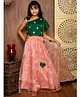 Lilpicks Couture Sleeveless Embellished One Shoulder Choli With Floral Print Tassel Ornamentation Lehenga - Green Pink