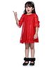 Peppermint Three Fourth Bell Sleeves Sequin Embellished Flower Applique Flared Dress - Red