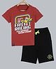 3PIN Half Sleeves Fast Racing Car Print T Shirt With Placement Champion Print Shorts - Maroon