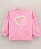 Little Kangaroos Cotton Knit Full Sleeves Sweatshirt Sequin & Text Print - Ballet Pink