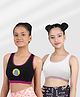 D'chica Pack Of 2 Solid & Placement Printed Athleisure Sports Black - Black & White