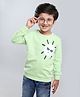 Kookie Kids Full Sleeves Terry Sweatshirt With Sun Applique Detailing - Light Green