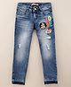 Vitamins Full Length Embroidered Denim Jeans - Blue