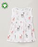 The Boo Boo Club 100% Organic Cotton Muslin Sleeveless Deer Print Dress - White