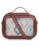 The Clownfish Abana Polyester and Faux Leather Crossbody Sling Bag Pearl with Patola Design - Brown