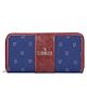 The Clownfish Aria Collection Tapestry Fabric & Faux Leather Zip Around Style Wallet With Card Holders Spade Design - Blue 